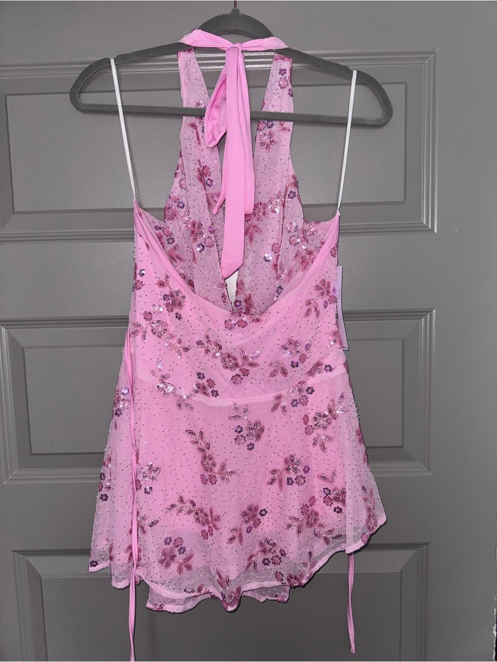 Princess Polly Pink Sequin Halter Cowl Mini Dress - Picture 3 of 4
